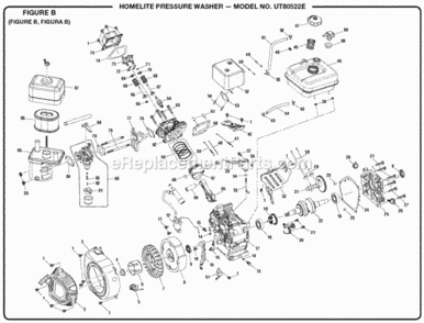 Page B Diagram and Parts List for UT80522E  Homelite Pressure Washer