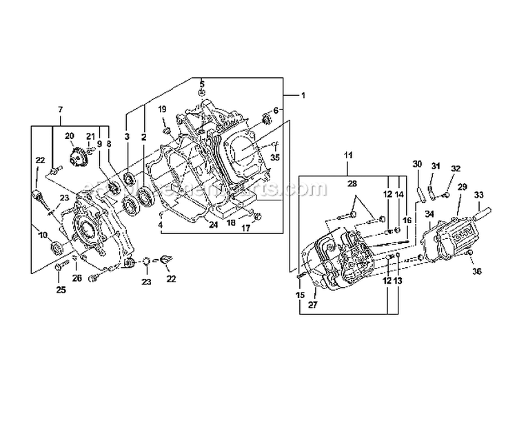 Crankcase Diagram and Parts List for LRXE5600  Homelite Generator