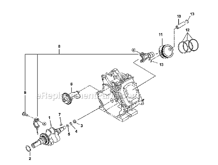 Crankshaft - Piston Diagram and Parts List for LRXE5600  Homelite Generator