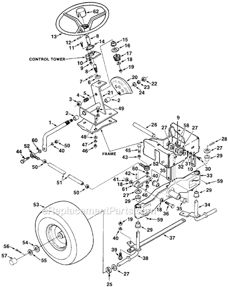 Page F Diagram and Parts List for LT1238G UT-33021 Homelite Lawn Tractor