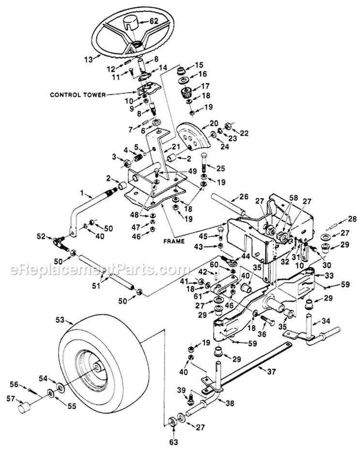 Page E Diagram and Parts List for LT12 UT-33013 Homelite Lawn Tractor