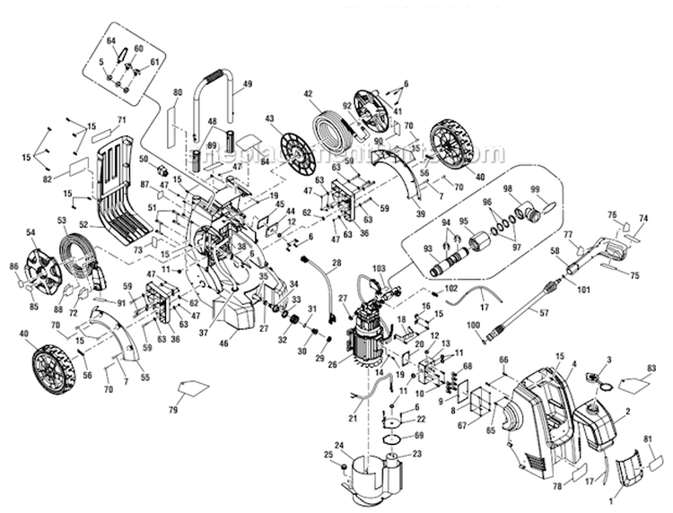 Page A Diagram and Parts List for PS171433D  Homelite Pressure Washer