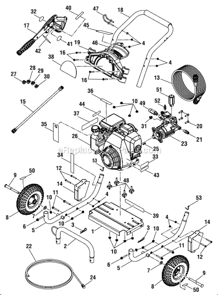 Page A Diagram and Parts List for PS80903B  Homelite Pressure Washer