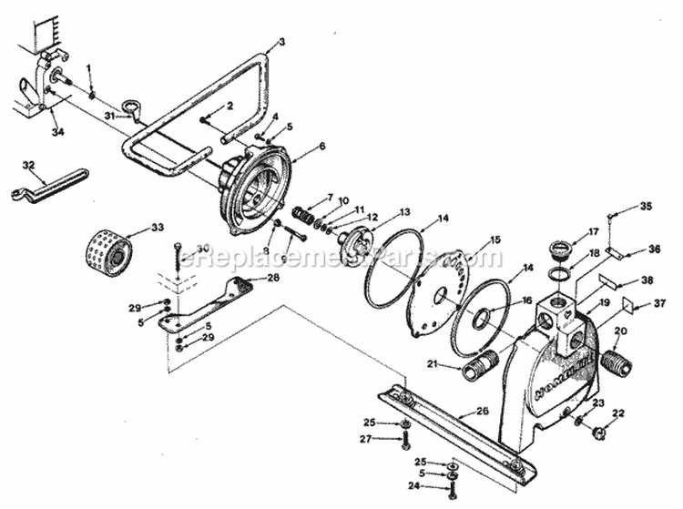 Pump Diagram and Parts List for RS2 UT-01581 Homelite Water Pump
