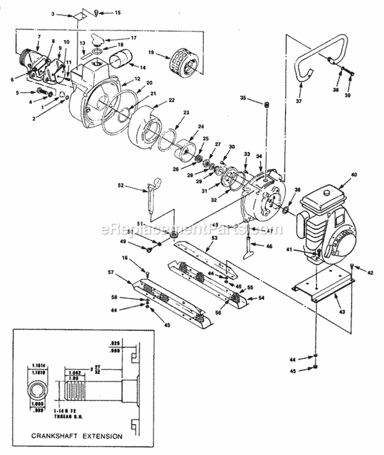 Pump Diagram and Parts List for RTP3 UT-01577 Homelite Water Pump