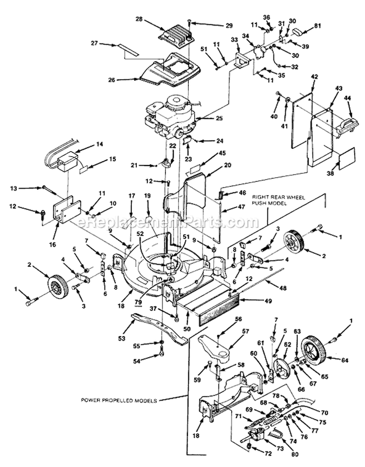 Page D Diagram and Parts List for S21P4 UT-30052 Homelite Lawn Mower