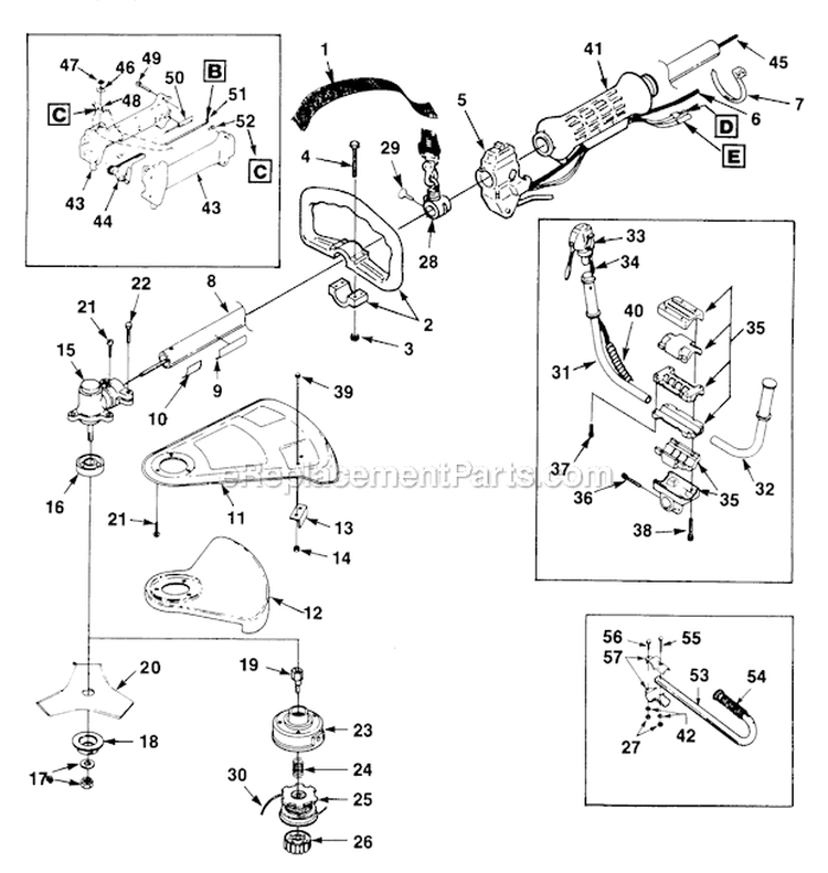 Page A Diagram and Parts List for ST385BC UT-15059-B Homelite Trimmer