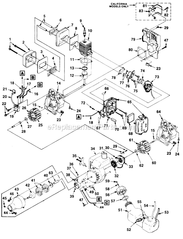 Page B Diagram and Parts List for ST385BC UT-15059-B Homelite Trimmer