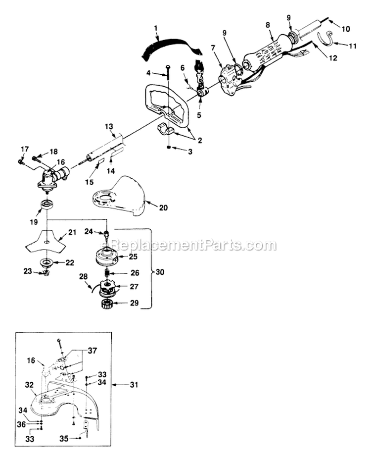 Page A Diagram and Parts List for ST385 UT-15088-A Homelite Trimmer