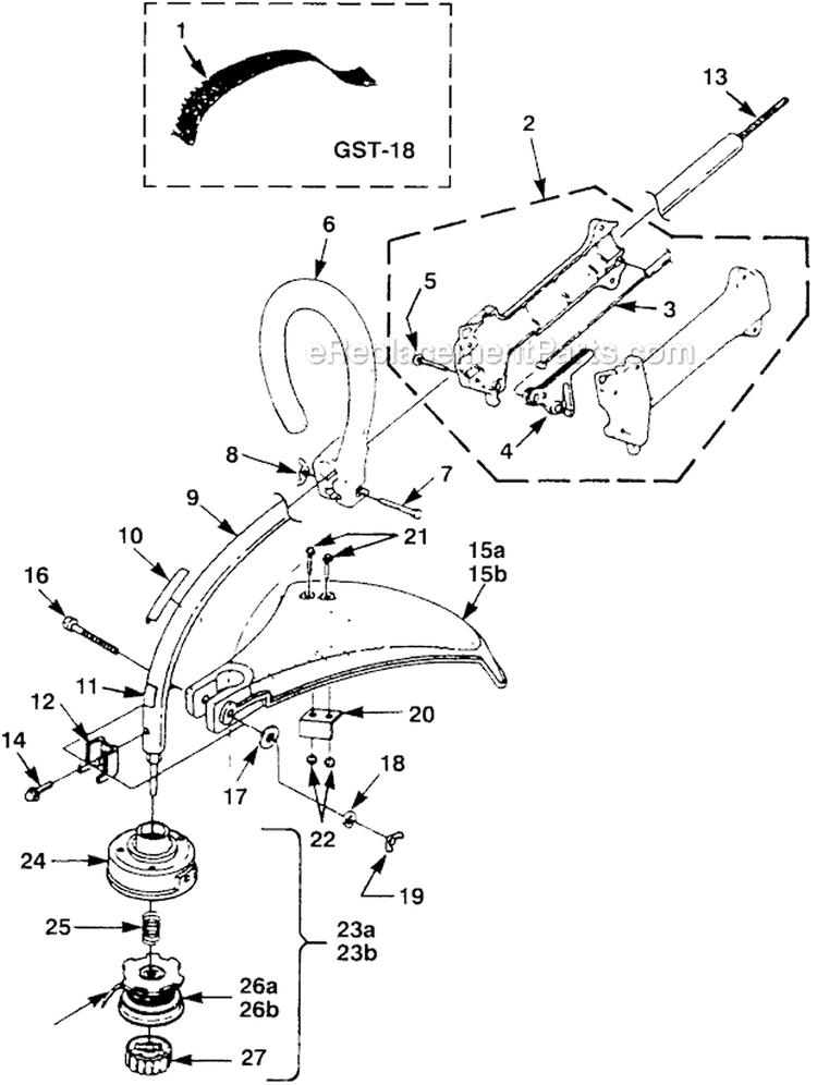 Carburetor - Fuel Tank Diagram and Parts List for SX135 UT-20601-C Homelite Trimmer