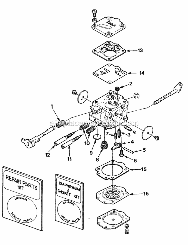Zama Carburetor Diagram and Parts List for SXLAO UT-10045-A Homelite Chainsaw
