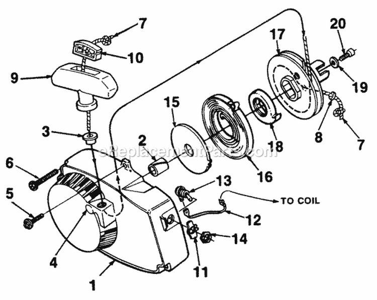 Starter Diagram and Parts List for SXLAO UT-10045-A Homelite Chainsaw