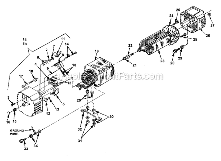 Generator End Diagram and Parts List for UT-03802  Homelite Generator