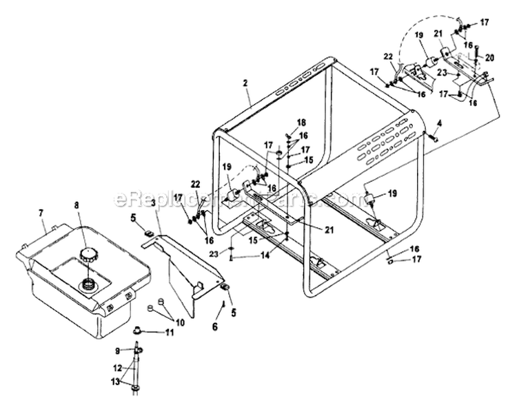 Tanks And Handles Diagram and Parts List for UT-03802  Homelite Generator