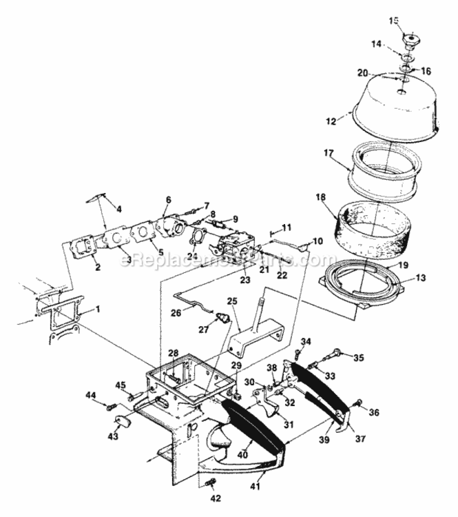 Air Cleaner Carburetor Throttle Handle Diagram and Parts List for UT-05015-A  Homelite Chainsaw