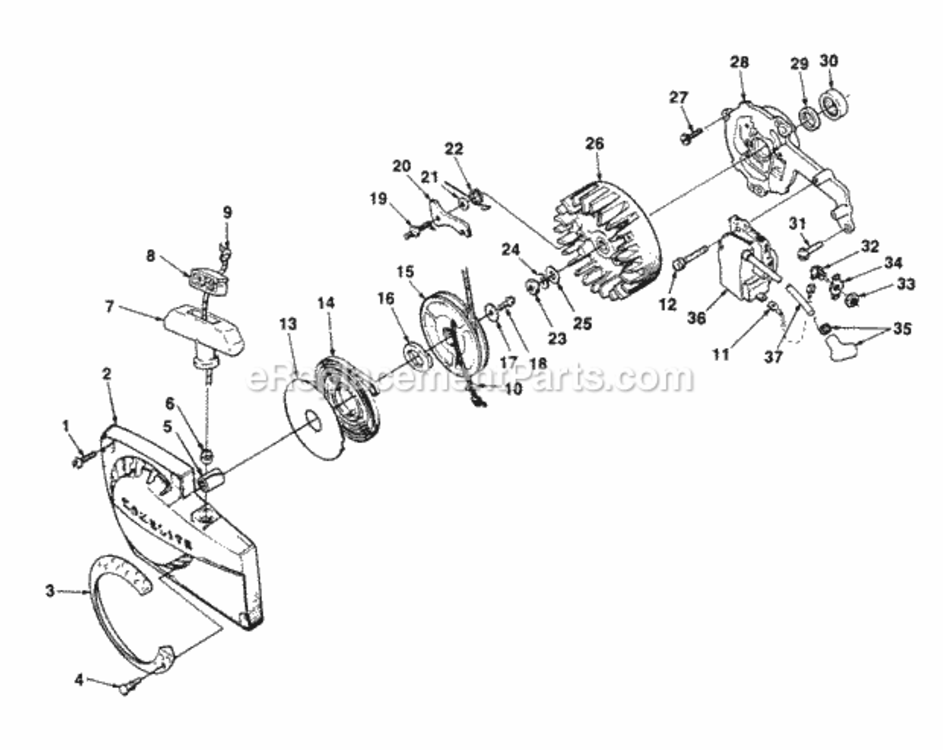 Starter And Ignition Diagram and Parts List for UT-05015-B  Homelite Chainsaw