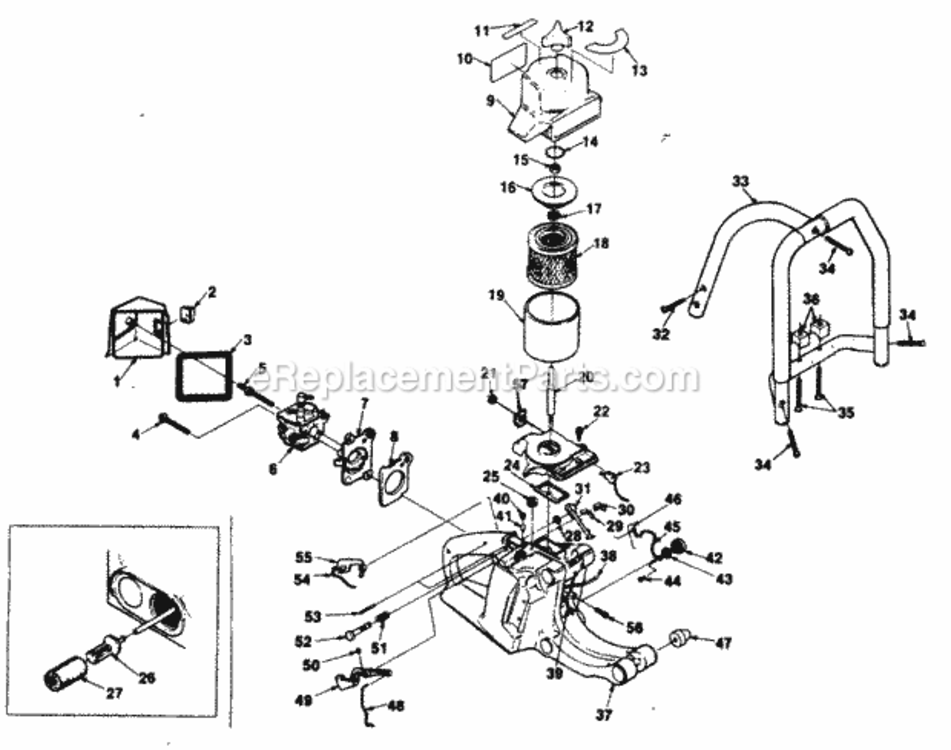 Handles_Air_Cleaner_And_Carburetor Diagram and Parts List for UT-05028  Homelite Chainsaw