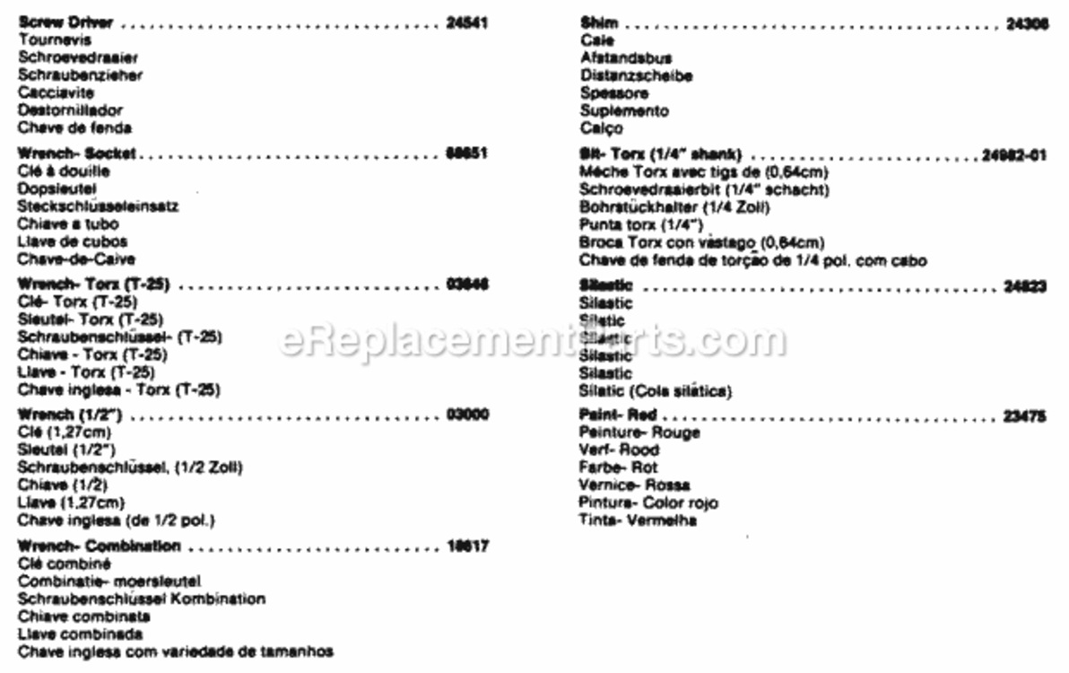 Tools Diagram and Parts List for UT-05055  Homelite Chainsaw