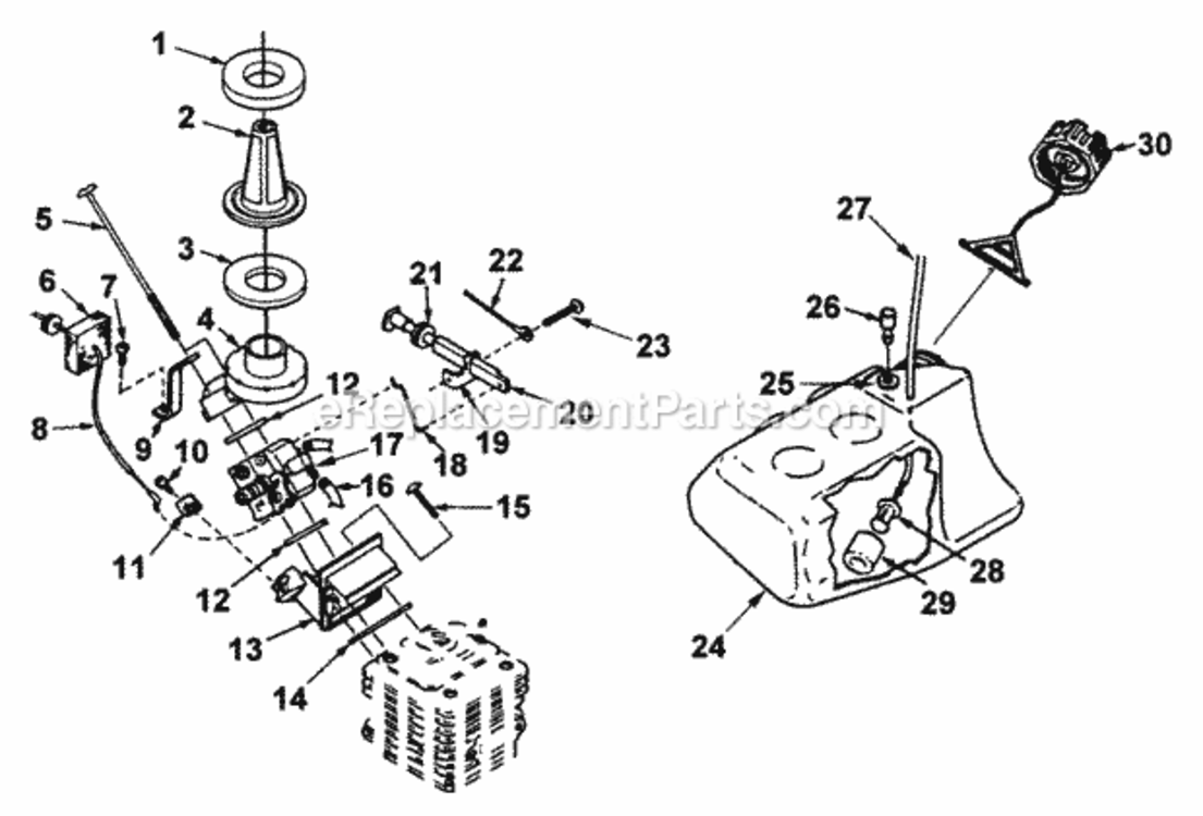 Carburetor_-_Fuel_Tank Diagram and Parts List for UT-05061  Homelite Chainsaw