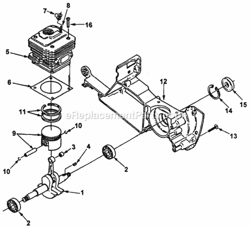 Engine_Internal Diagram and Parts List for UT-05071-A  Homelite Chainsaw
