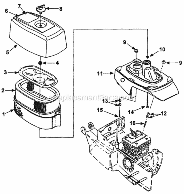 Air_Cleaner Diagram and Parts List for UT-05072-A  Homelite Chainsaw
