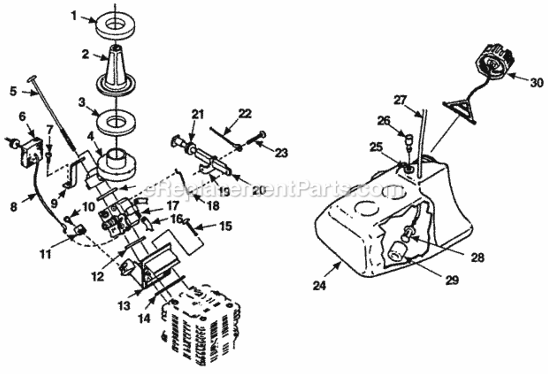 Carburetor-Fuel_Tank Diagram and Parts List for UT-05072-A  Homelite Chainsaw