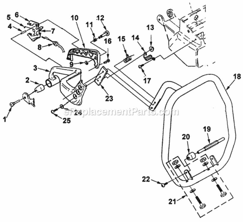 Handles Diagram and Parts List for UT-05072-A  Homelite Chainsaw