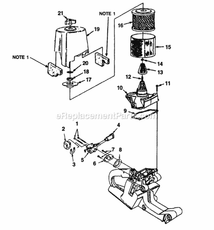 Carburetor_-_Air_Cleaner Diagram and Parts List for UT-05073-A  Homelite Chainsaw