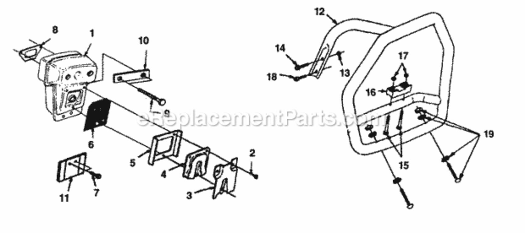 Muffler_-_Handlebar Diagram and Parts List for UT-05073-A  Homelite Chainsaw
