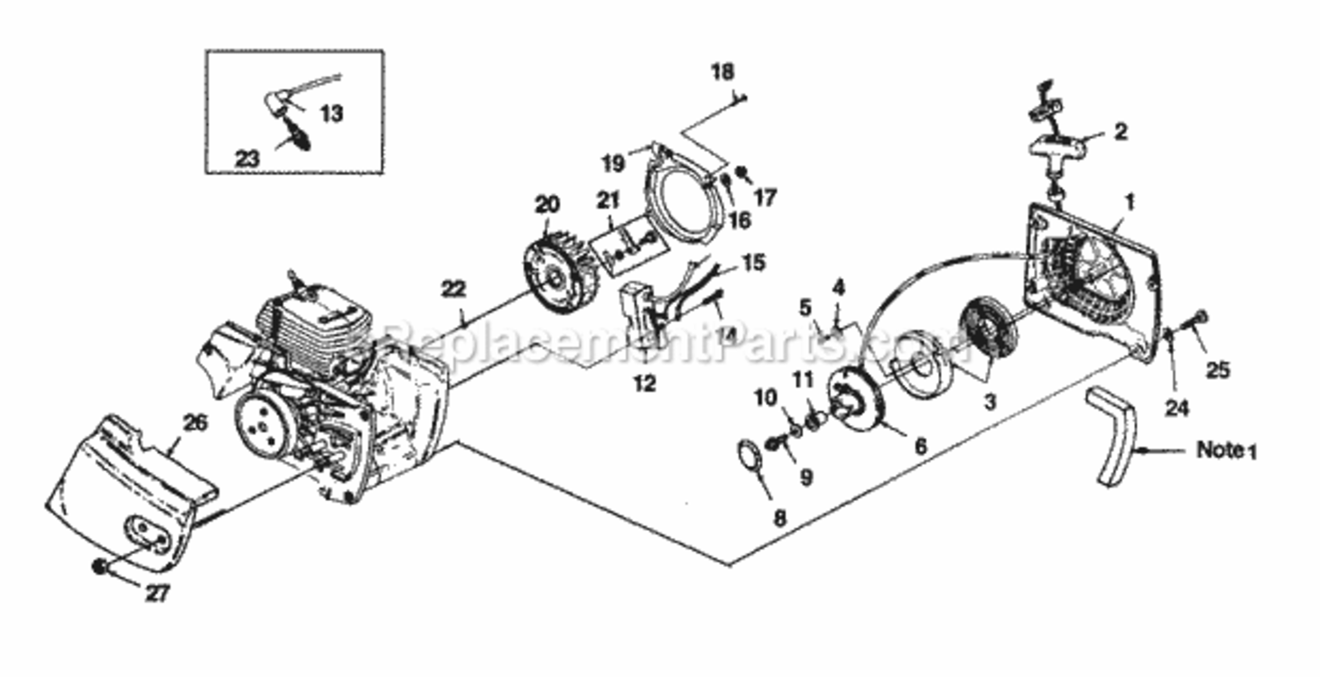 Starter_-_Ignition Diagram and Parts List for UT-05074-A  Homelite Chainsaw