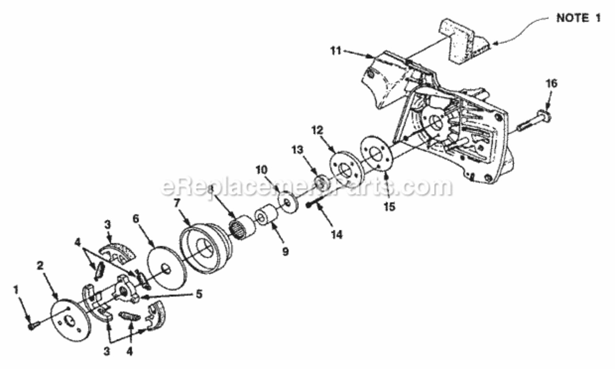 Clutch_-_Crankcase Diagram and Parts List for UT-05074  Homelite Chainsaw