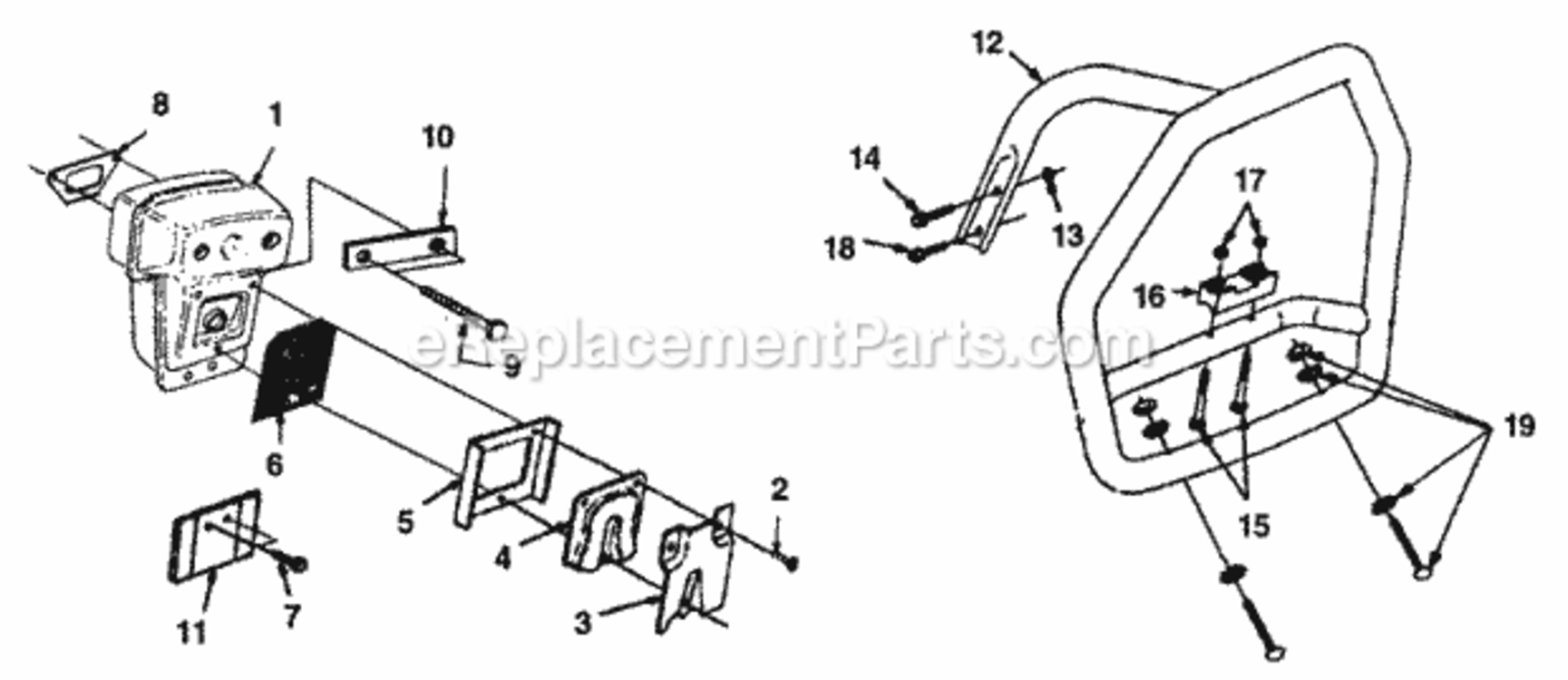 Muffler_-_Handlebar Diagram and Parts List for UT-05074  Homelite Chainsaw