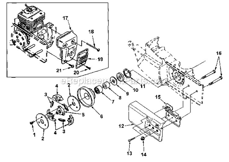 Clutch - Exhaust System Diagram and Parts List for UT-05079  Homelite Chainsaw
