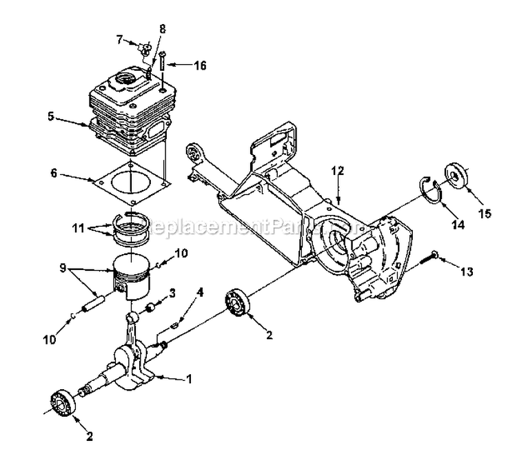 Engine - Internal Diagram and Parts List for UT-05079  Homelite Chainsaw