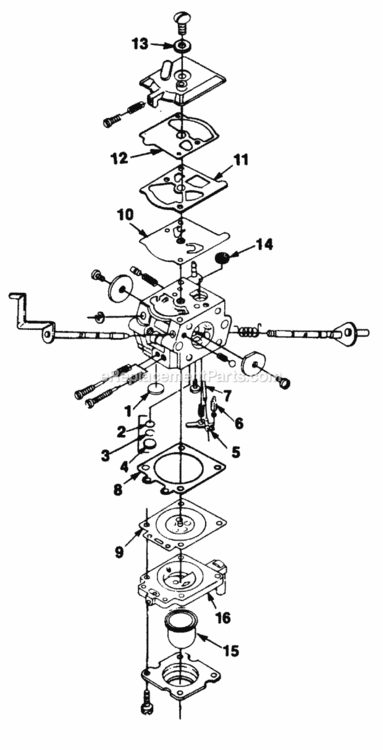 Walbro_Carburetor Diagram and Parts List for UT-08008 HB180V Homelite Leaf Blower / Vacuum