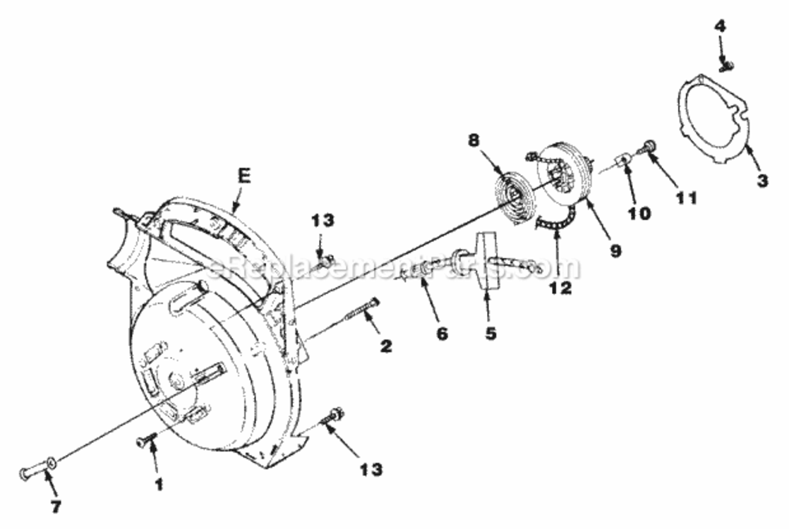Starter Diagram and Parts List for UT-08011-H HB100 Homelite Leaf Blower / Vacuum