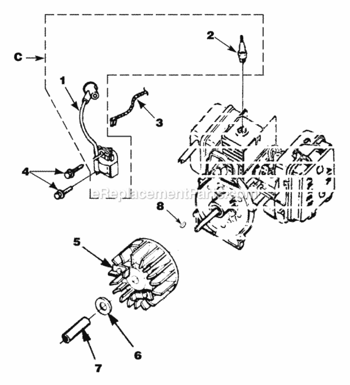 Ignition_With_Rotor Diagram and Parts List for UT-08011-J HB100 Homelite Leaf Blower / Vacuum