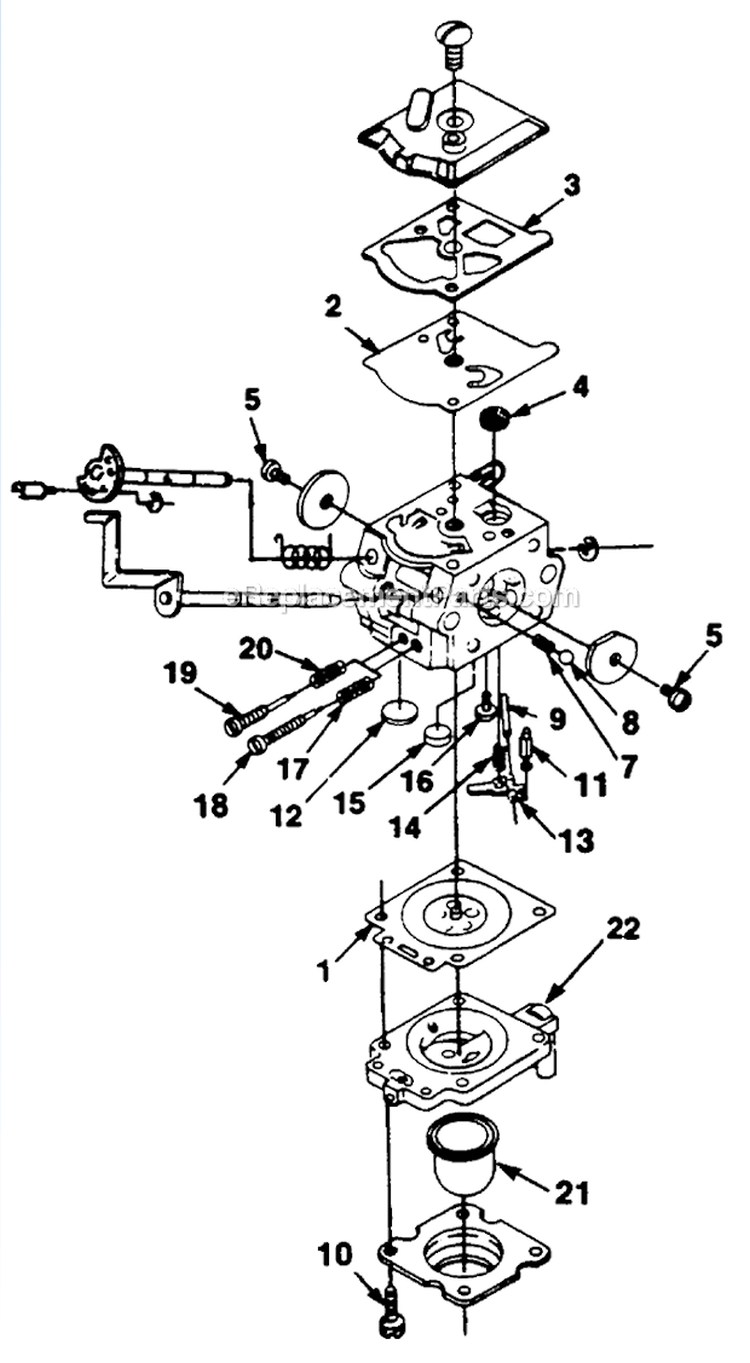 Walbro_Carburetor Diagram and Parts List for UT-08017-B  Homelite Leaf Blower / Vacuum