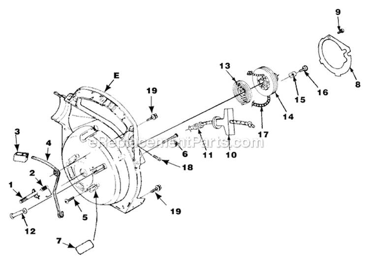 Starter Diagram and Parts List for UT-08017-B  Homelite Leaf Blower / Vacuum
