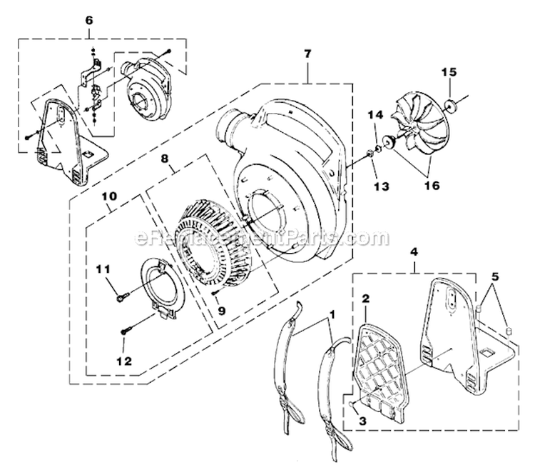 Back_Pack_Tube_Kit_And_Handle Diagram and Parts List for UT-08017-D  Homelite Leaf Blower / Vacuum