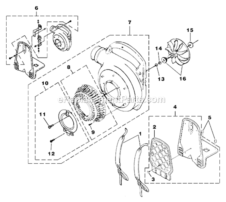 Back_Pack_Tube_Kit_And_Handle Diagram and Parts List for UT-08017-E  Homelite Leaf Blower / Vacuum