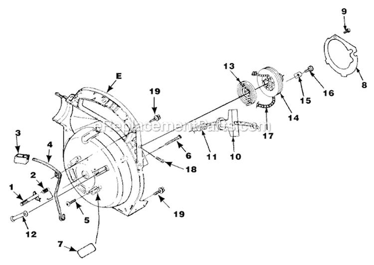 Starter Diagram and Parts List for UT-08017-E  Homelite Leaf Blower / Vacuum