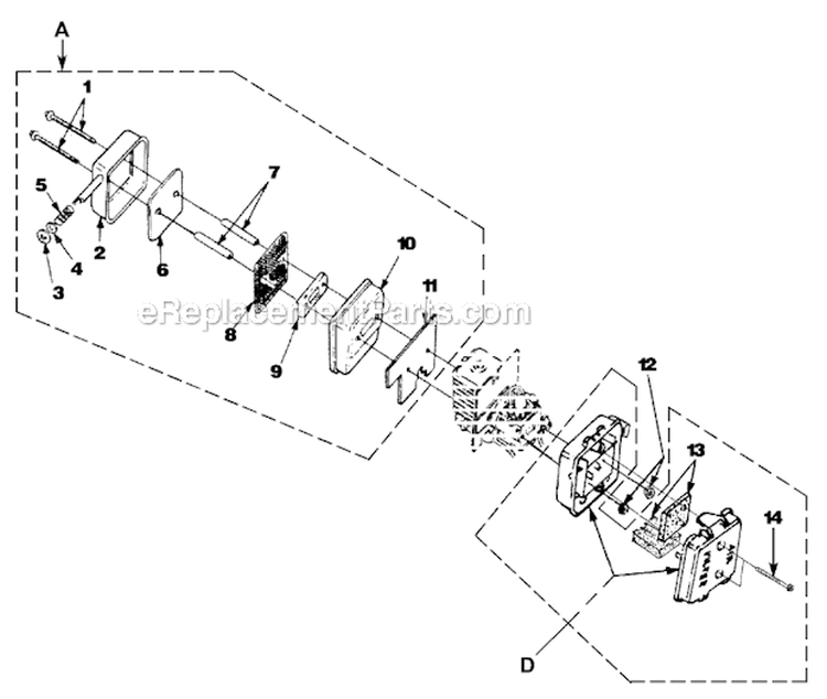 Muffler_And_Air_Cleaner Diagram and Parts List for UT-08017-G  Homelite Leaf Blower / Vacuum