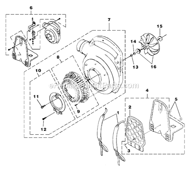 Back_Pack_Tube_Kit_And_Handle Diagram and Parts List for UT-08017-H  Homelite Leaf Blower / Vacuum