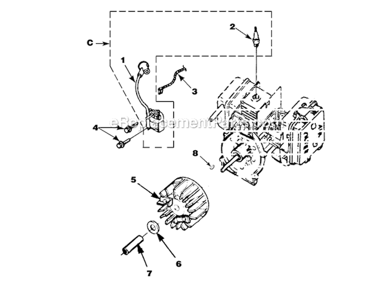 Ignition_With_Rotor Diagram and Parts List for UT-08017-K  Homelite Leaf Blower / Vacuum