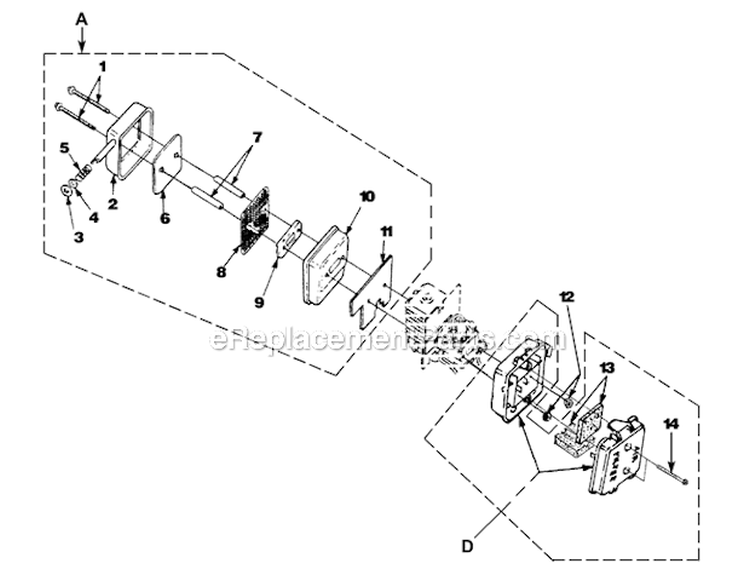Muffler_And_Air_Cleaner Diagram and Parts List for UT-08017-K  Homelite Leaf Blower / Vacuum