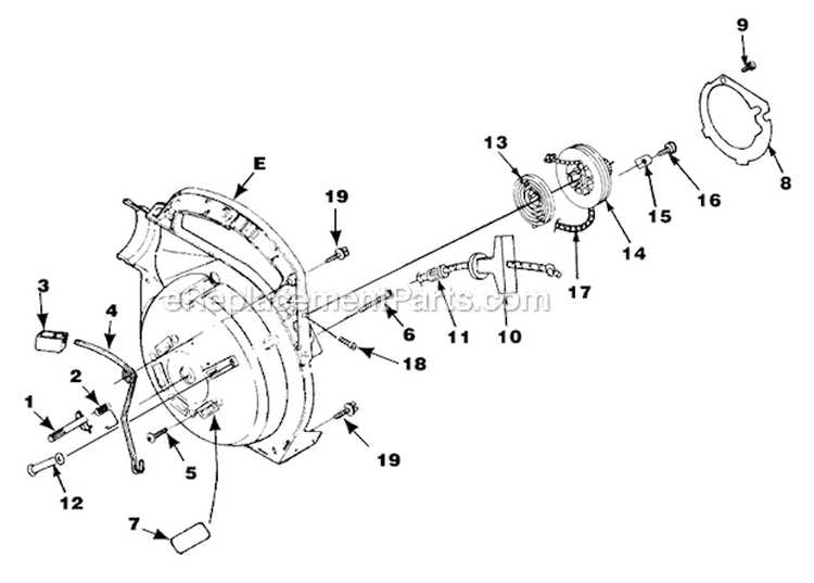 Starter Diagram and Parts List for UT-08017-K  Homelite Leaf Blower / Vacuum
