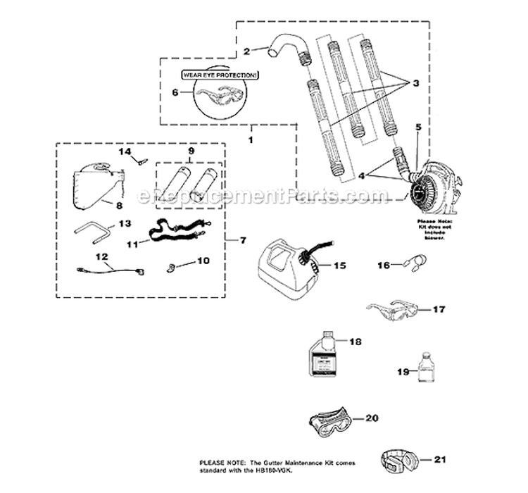 Tubes_-_Accessories Diagram and Parts List for UT-08017-K  Homelite Leaf Blower / Vacuum