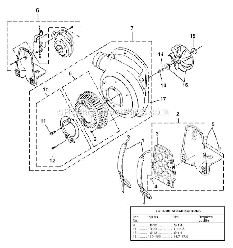Back_Pack_Tube_Kit_And_Handle Diagram and Parts List for UT-08017-L  Homelite Leaf Blower / Vacuum