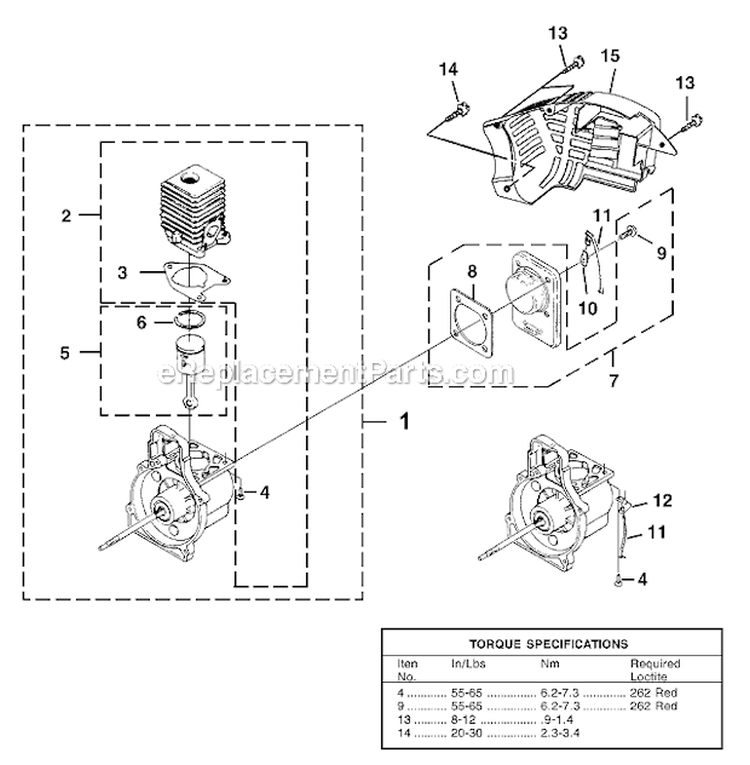 Engine_Internal Diagram and Parts List for UT-08017-L  Homelite Leaf Blower / Vacuum